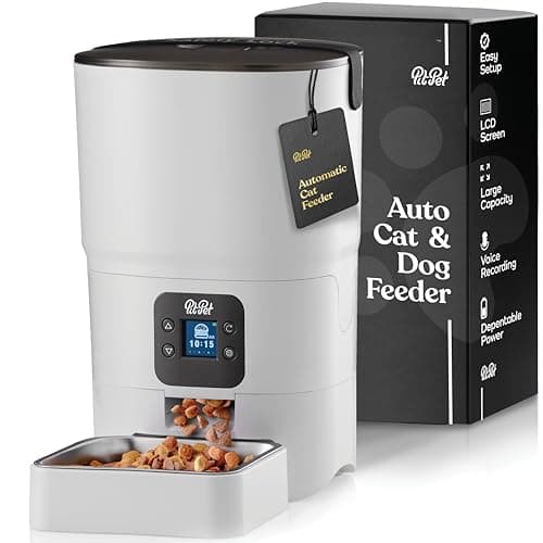 Smart Automatic Cat Feeder - 6-L Reliable Automatic Cat Food Dispenser with Display LCD Screen for Easy Set Up -Portion Control Automatic Dog Feeder - Desiccant Bag Keeps Dry Food Fresh-Voice Recorder image