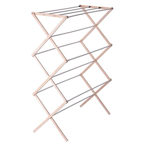 Household Essentials 5001 Collapsible Folding Wooden Clothes Drying Rack For Laundry | Pre Assembled image