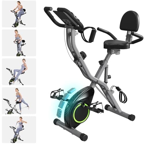 Foldable Exercise Bike Stationary Bikes for Home, 5 IN 1 Indoor Workout Bike, with 16-Level Quiet Magnetic Resistance, 6.6 LBS Flywheel and 300LBS Capacity, 2025 Designed 817 X-bike image