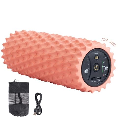 XCOOL Vibrating Foam Roller, 5-Speed Deep Tissue for Back, High-Density Massage Roller for Muscles, Deep Tissue Foam Roller for Back, Muscle Massage, Exercise, Coral image