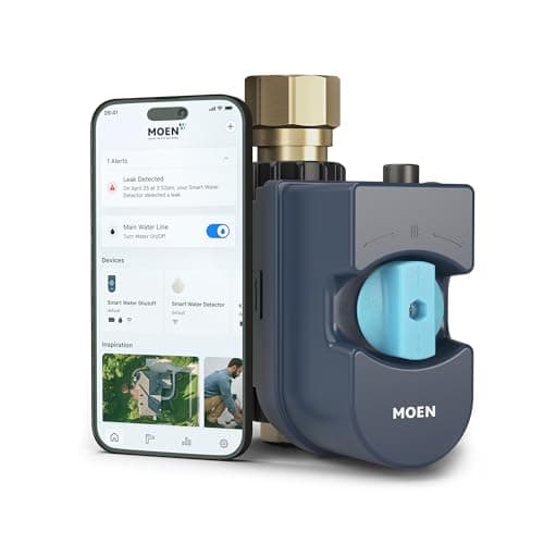 Moen Flo Smart Water Monitor and Automatic Shutoff Sensor, Wi-Fi Connected Water Leak Detector for 1-Inch Diameter Pipe, 900-006 image