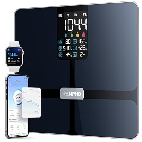 RENPHO Smart Scale with BMI, Body Fat, Muscle Mass, Bluetooth Scale for Body Weight, FSA HSA Store Eligible, 13 Metrics with Large VA Display, Support App Connection, Black, Elis 2X image