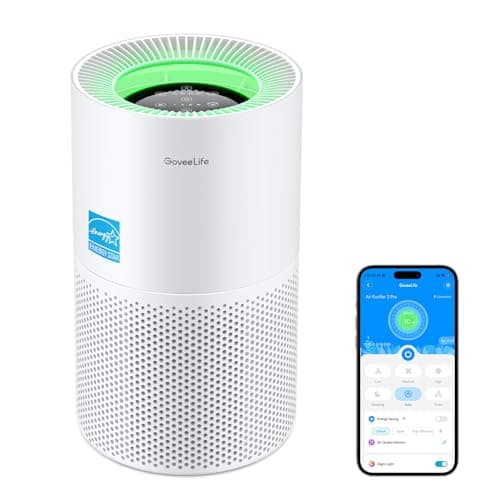 GoveeLife Smart Air Purifier for Homes and Large Rooms with Detachable Pre-filter, Covers up to 1162ft², HEPA Sleep Mode, App & Alexa Control for Pet Hair, Pollen, Dust, and Smoke image