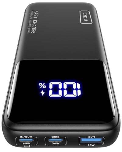INIU Power Bank, 20000mAh 65W USB C Laptop Portable Charger, PD QC Fast Charging 3-Output External Battery Pack for Laptop MacBook Dell XPS iPad Tablet Steam Deck iPhone 16 15 14 Pro Samsung S22 etc image