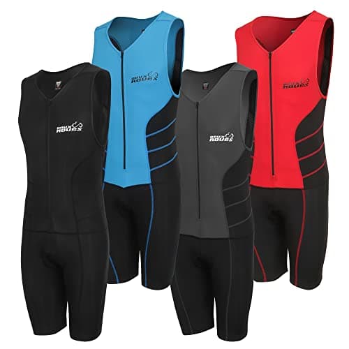 Deux Roues Triathlon Suit Men Racing Tri Cycling Skin Suit Bike Swim Run - Bonus Race Bib Belt (Black, 4X-Large) image