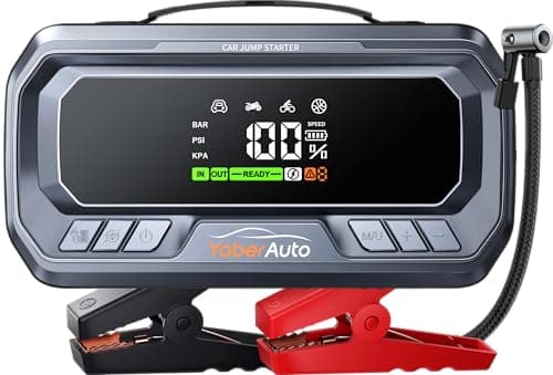 YaberAuto 10-in-1 Jump Starter with Air Compressor 7000A 160PSI 65W Charging, Portable Car Battery Jump Starter (All Gas/12L Diesel) image