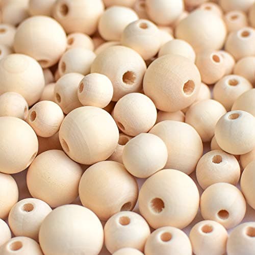600Pcs Wooden Beads for Crafts 3 Sizes Unfinished Natural Wood Beads Wooden Beads 10mm, 12mm, 16mm Beads for Macrame Garland Jewelry Making DIY Farmhouse Décor image