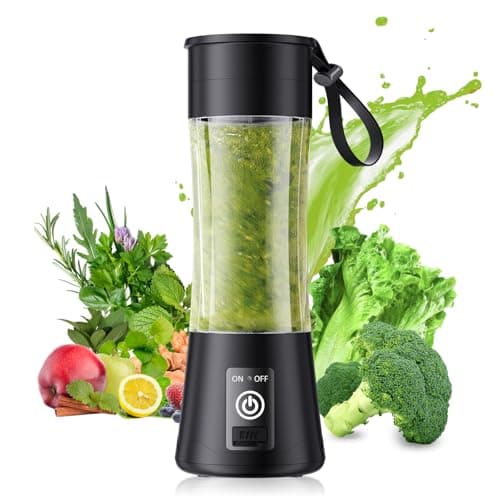 Cordless Personal Size Portable Blender - 14 Oz Blender for Smoothies and Shakes with BPA Free Traveling Juice Cup, 6 Blades for Powerful Blending, Suit for Sports/Travel/Home image