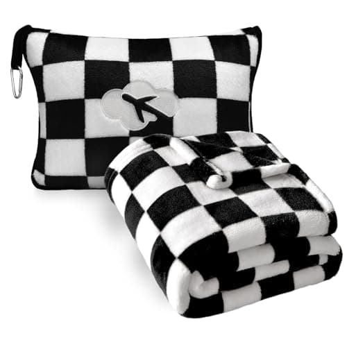Travel Blanket and Pillow Compact, Premium Soft 2 in 1 Airplane Blanket with Soft Bag Pillowcase image