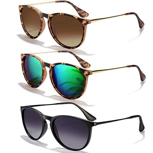 CHBP Sunglasses Womens Men Polarized UV Protection Trendy Vintage Retro Round Mirrored Lens Sunglasses For Women image