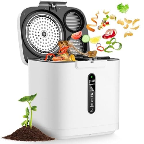 4L Electric Composter for Kitchen, Smart Compost Bin Outdoor/Indoor, Odorless/Auto-Cleaning/ 3 Modes/Intelligent LED Display, Turn Food Waste to Fertilizer for Garden, Food Waste Compost Machine image