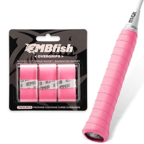 MBFISH Tennis Racket Grip Tape 3 Pack, Racket Grips Soft Racquet Overgrips for Tennis, Pickleball and Badminton - Thickness 0.024in Anti-Slip and Absorbent Tennis Grip Tape Set (Peach Pink) image
