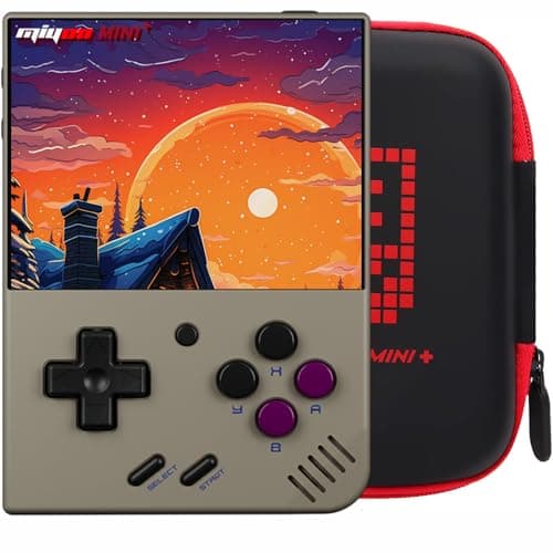 Miyoo Miyoo Mini Plus Retro Gaming Console with Portable Case, Handheld Game Console with 3000mAh Battery 3.5'' IPS Screen, Compatible with a Large Variety of Classic Games. Support WiFi & RTC, Gray image