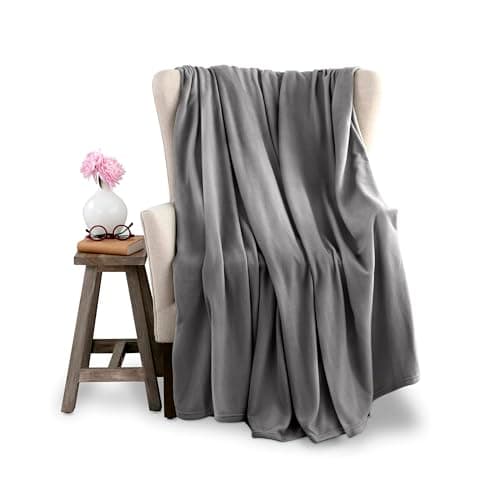 Twin Size Microfleece Fleece Blanket - Supersoft Lightweight Plush Throw for Bed, Couch, Travel & Pets - All-Season Comfort - Gray image