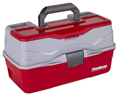 Flambeau Outdoors 6383TB 3-Tray Tackle Box - Classic Fishing Lure Storage Organizer, Large Portable Tackle Box, 32 Tray Compartments, Red/Gray image