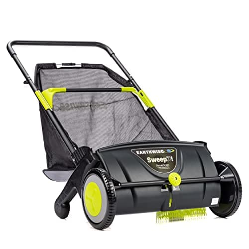 Earthwise LSW70021 21-Inch Width Leaf & Grass Push Lawn Sweeper, Black image
