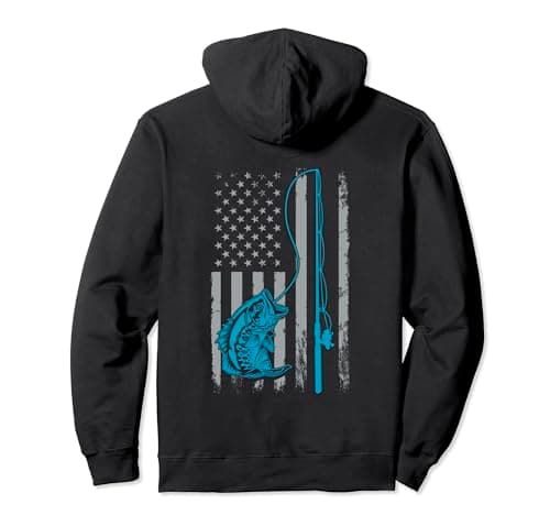 American Flag Fishing Rod Bass Fishing Vintage Fisherman Pullover Hoodie image