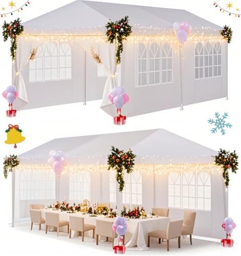 HOTEEL Canopy 10'x20' Party Tent with 4 Removable Sidewalls, Event Tent, Outdoor Tent for Parties, Large Canopy Tent for Parties, Weddings, Patio Camping Gazebo, All Season & Waterproof, White image