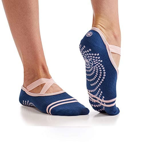 Gaiam Yoga Barre Socks - Grippy Non Slip Sticky Toe Grip Accessories for Women & Men - Pure Barre, Hot Yoga, Pilates, Ballet, Dance, Home - Indigo image