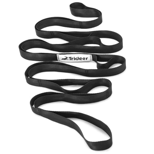 Trideer Stretching Strap Yoga Strap Physical Therapy for Home Workout, Exercise, Pilates and Gymnastics, 10 Loops Non-Elastic Stretch Bands with Aesthetic Packaging for Women & Men (Black) image