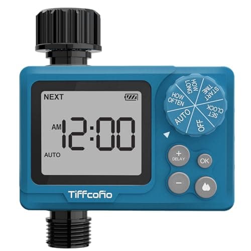 Tiffcofio Sprinkler Timer Outdoor, Digital Programmable Water Timer for Garden Hose, Irrigation Timer with Rain Delay and Manual Mode image