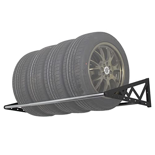 SafeRacks Heavy Duty Adjustable Wall Mounted Tire Rack Adjustable to 56 Inches with Powder Coated Brackets and 400 Pound Total Weight Capacity, Black image