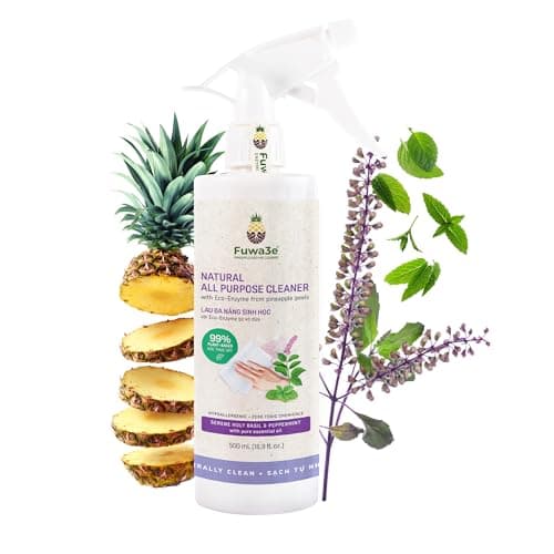 Fuwa3e Pineapple Enzyme Natural All Purpose Cleaner Spray Serene Holy Basil & Peppermint - 16.9oz 1 Pack - Non Toxic Multi Surface 99% Plant Based Cleaner from Discarded Pineapple Peels image