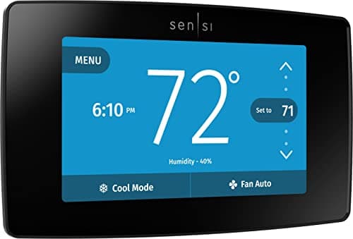Emerson Sensi Touch Wi-Fi Smart Thermostat with Touchscreen Color Display, Works with Alexa, Energy Star Certified, C-wire Required, ST75 Black 5.625" x 3.4" x 1.17" image