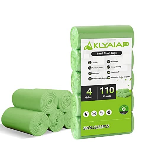 110 Counts Aklyaiap Small Trash Bags Biodegradable, Extra Thick & Strong 4 Gallon Trash Bag image