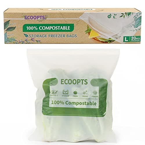 100% Compostable Large Gallon Zip Bag | ECO-Friendly Food Storage Bags | Freezer Bag | Plant-Based BPA-free | Seal well for Fruit, Food and Snack (1, Large) image