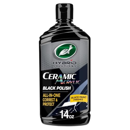 Turtle Wax 53448 Hybrid Solutions Ceramic Acrylic Black Polish and Wax Formulated for Black Car Paint, Removes Surface Scratches and Swirl Marks, Provides Water Repellency, 14 oz. (Pack of 1) image