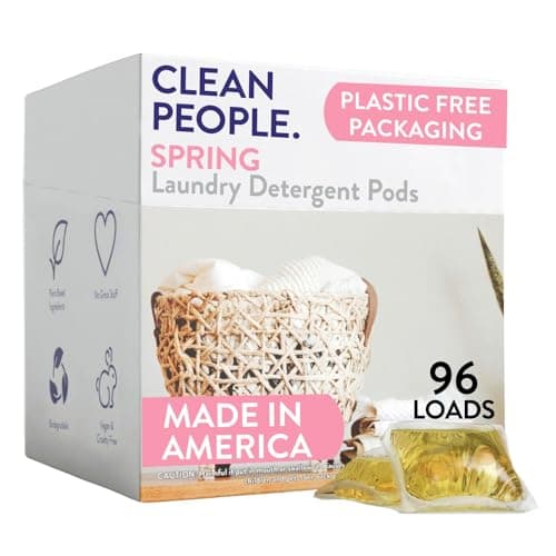 The Clean People Laundry Detergent Pods - Hypoallergenic Laundry Pods - Ultra Concentrated, Recyclable Packaging, Stain Fighting - Spring Scent, 96 Pack image