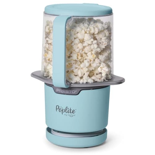 Presto 04811 PopLite My Munch Hot Air Popcorn Popper - Personal Sized, Built-In Serving Bowl, Compact Design, 8 Cups, Blue image
