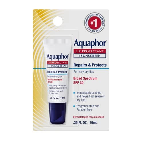 Aquaphor Lip Protectant and Sunscreen Ointment - Broad Spectrum SPF 30 - Relieves Chapped Lips - .35 fl. Oz. Tube image