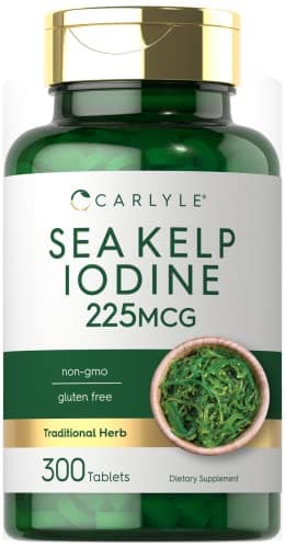 Carlyle Sea Kelp Iodine Supplement | 225mcg | 300 Tablets | Non-GMO, Gluten Free | Traditional Herb Supplement image
