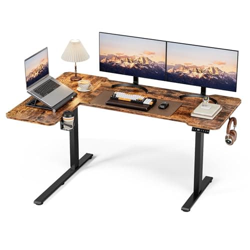 Acrolix 59" Reversable L-Shaped Electric Standing Desk Adjustable Height Gaming Stand Up Corner Desk Sit Stand Home Office Computer Desk image