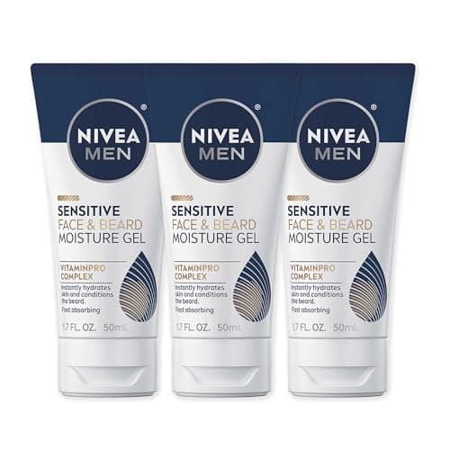 NIVEA MEN Sensitive Face and Beard Moisture Gel, Gentle Face and Beard Moisturizer for Men Instantly Hydrates Skin and Conditions Facial Hair, 1.7 Fl Oz Tube, Pack of 3 image