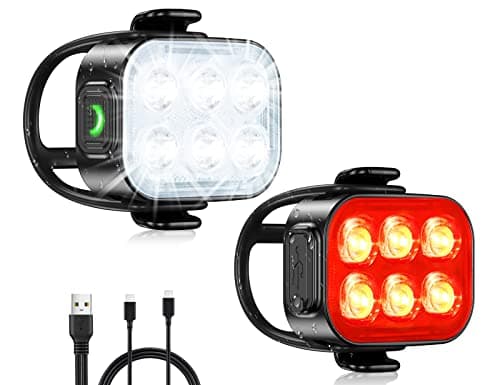 Zewdov Bike Lights for Night Riding, USB Rechargeable Bike Lights Front and Back, Waterproof IP65 Bicycle Light, 4+6 Modes Bike Headlight and Tail Light Set,1.5 Hrs Fast Charging, Easy to Install image