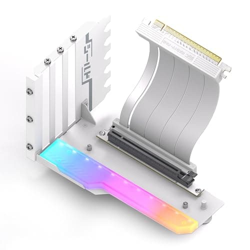 EZDIY-FAB Vertical GPU Mount with High-Speed PCIE 4.0 Riser Cable, ARGB Module, 115mm/4.52in Flexible Extension, 90 Degree Connector, Only Compatible to Full-Opened PCIe Slots-White-YIHPI344-3 image
