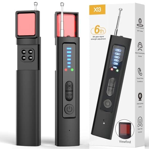 Hidden Camera Detectors, GPS Tracker Detector, Portable Spy Camera Finder Hidden Device for Car, Home,Hotel,Travel, Office, 6 Levels Sensitivity (Black) image