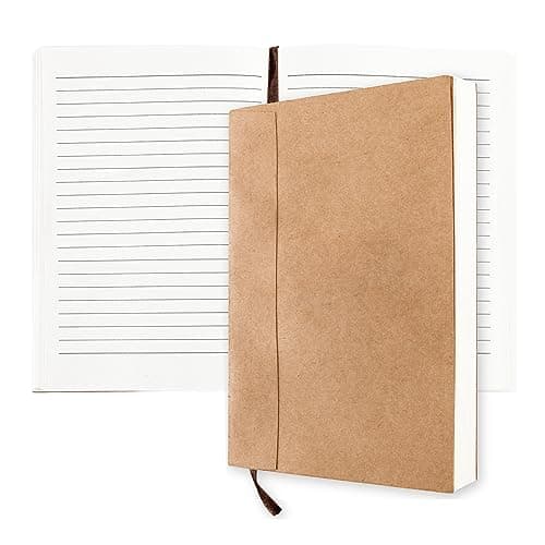 Moonster Lined Paper Refill Notebooks for Refillable Leather Journal – Eco Friendly Acid-Free & Tree-Free Recycled Cotton Sheets A5 Ruled Notepad 8.25 x 5.75 Inches w/ 160 Soft Pages & Bookmark image