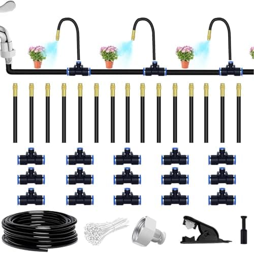 49.21Ft Drip Irrigation Kit Automatic Drip Irrigation System, 360° Bendable Garden Irrigation System, Garden Watering System Adjustable Bendable Nozzle Copper Sprayer System for Garden Yard image
