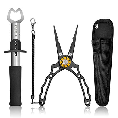 ZACX Fish Lip Gripper Pliers - Upgraded Muti-Function Hook Remover and Split Ring Pliers for Fly Fishing, Ice Fishing, Fishing Gear - Gift for Men (Package B) image