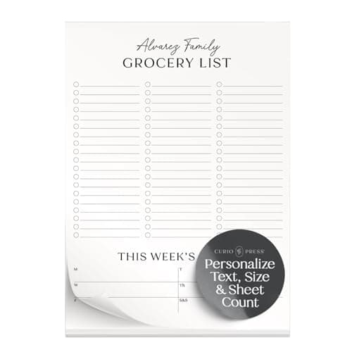 Personalized Weekly Meal Planner Notepad with Shopping List, Grocery List with Checkboxes Note Pad, Days of the Week, 8"x10" - Meal Plan image