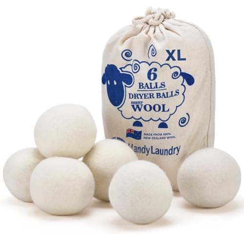 Handy Laundry Wool Dryer Balls - Natural Fabric Softener, Reusable, Reduces Clothing Wrinkles and Saves Drying Time, Better Alternative to Plastic Balls and Liquid Softener (Pack of 6) image