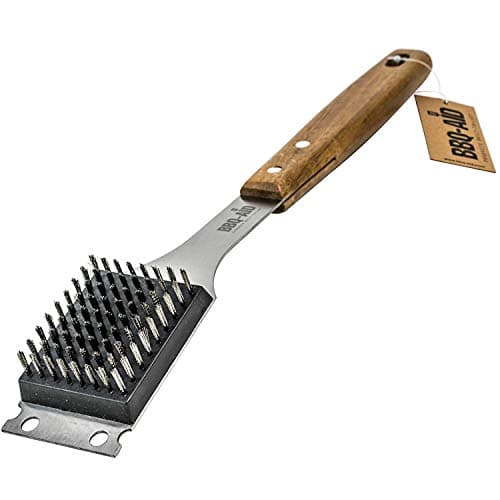 BBQ-Aid Grill Brush and Scraper for Barbecue – Grill Brush for Outdoor Grill with Extended, Large Wooden Handle and Replaceable Stainless Steel Bristles Head image