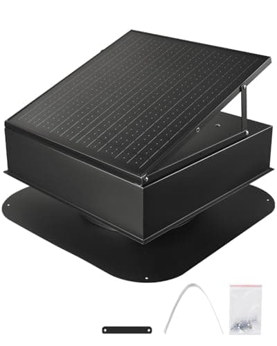 VEVOR Roof Attic Exhaust Fan, 35W Smart Solar Roof Ventilation Fan with Thermostat, 2400 CFM Airflow Built-in Brushless DC Motor for Cooling and Dehumidification image