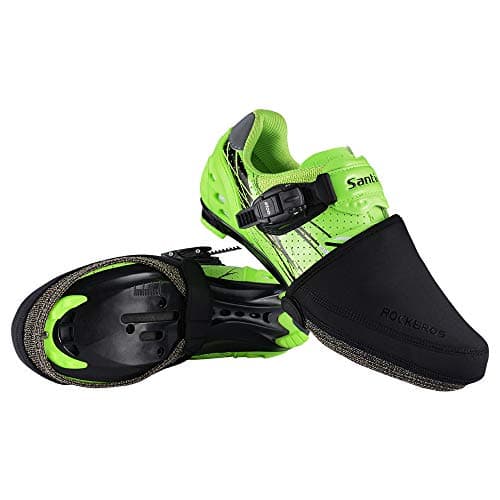 ROCKBROS Cycling Shoe Covers Toe Covers Winter Toe Warmers Cycling Overshoes Protectors Kevlar Black 1 Pair L/XL(7-12US) image