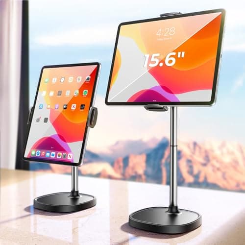 DIMONCOAT Height Adjustable Tablet Stand for Desk, Tablet Holder 360° Rotation image