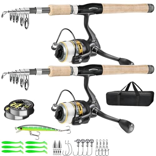 2PCS Fishing Pole Combo,Carbon Fiber Fishing Pole，12 +1 Shielded Bearings Stainless Steel BB Spinning Reels Fishing Carrier Bag for Travel Saltwater Freshwater (6.9FT) image